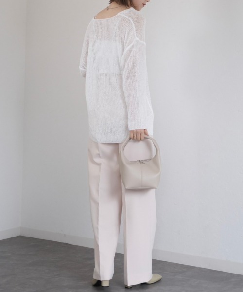 ニット レディース ルーズシアーニット / loose sheer knit かぎ編み オーバーサイズ ビッグサイズ ミドル丈 長袖 レイヤード ブラ｜zozo｜10