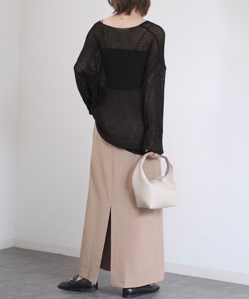 ニット レディース ルーズシアーニット / loose sheer knit かぎ編み オーバーサイズ ビッグサイズ ミドル丈 長袖 レイヤード ブラ｜zozo｜20