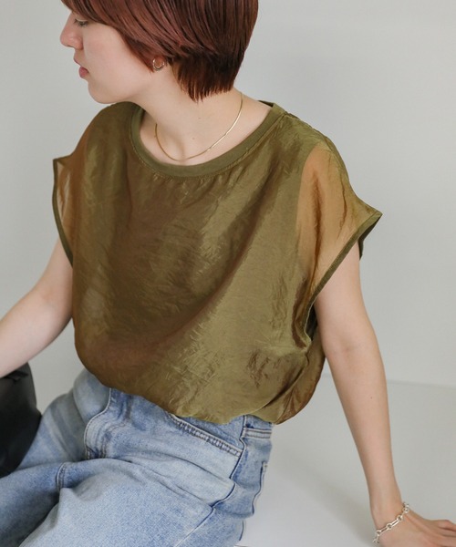 select MOCA tシャツ シアードッキングフレンチスリーブトップス
