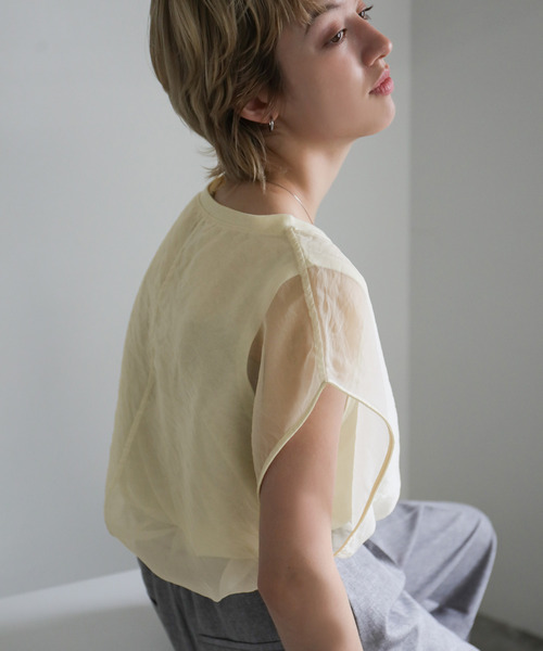 シャツドッキングカットトップス SLY | FRILL PUFF CUT トップス (Tシャツ・カットソー(半袖