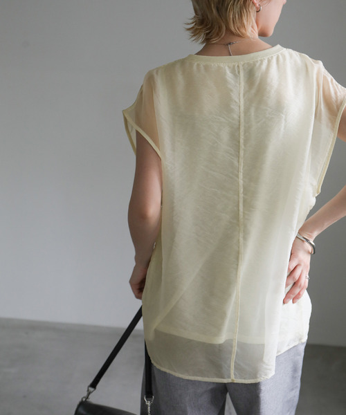 select MOCA tシャツ シアードッキングフレンチスリーブトップス 