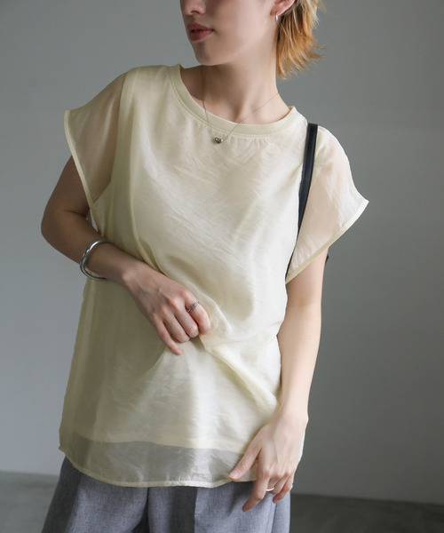 【新品】　AMACA アマカ　フレンチスリーブ　Tシャツ　カットソー select MOCA tシャツ シアードッキングフレンチスリーブトップス