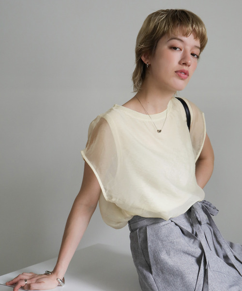 select MOCA tシャツ シアードッキングフレンチスリーブトップス