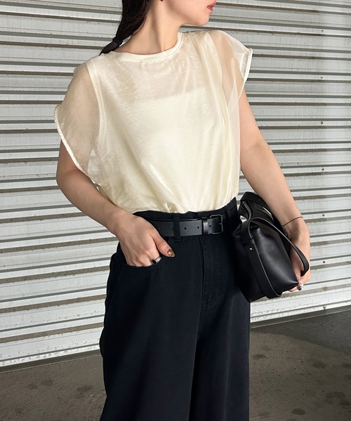 select MOCA tシャツ シアードッキングフレンチスリーブトップス