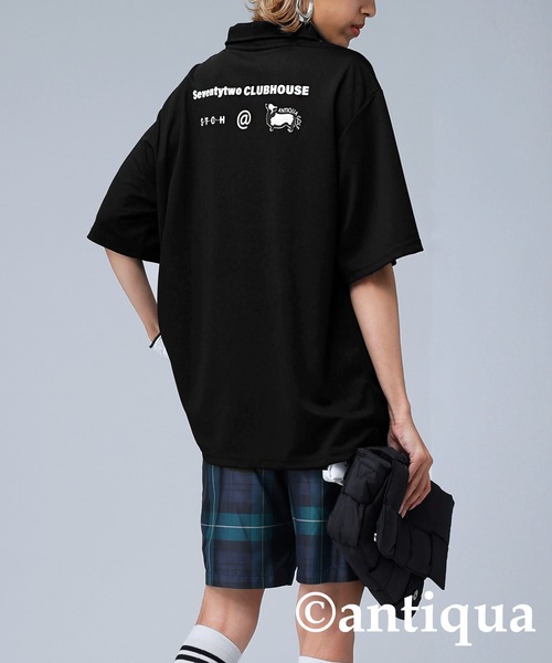 ANTIQUA STCH GOLF 吸汗速乾ロゴ入りポロシャツ ポロシャツ ANTIQUA GOLF×STCH ポロシャツ メンズ 送料無料・(80)メール便可