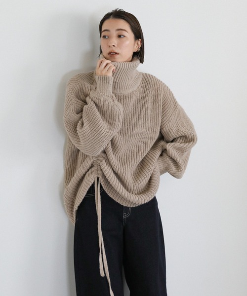 ☆新品☆TSUHARU 　タートルジャカードニット⭐モカ S-LL/高レビュー】さりげないラメ感 配色ジャカード タートルネック