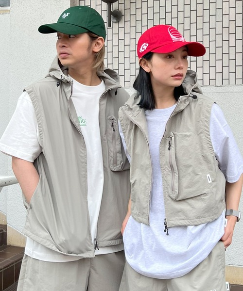 ベスト ジレ 接触冷感/UVカット(UPF50＋)/ナイロンフーディベスト レディース メンズ | ANME | 22