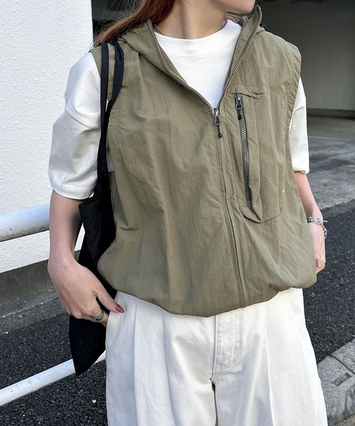 ベスト ジレ 接触冷感/UVカット(UPF50＋)/ナイロンフーディベスト レディース メンズ | ANME | 09