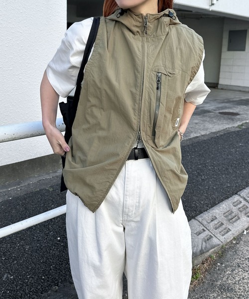 ベスト ジレ 接触冷感/UVカット(UPF50＋)/ナイロンフーディベスト レディース メンズ | ANME | 10