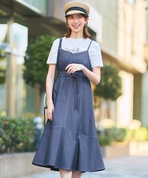 デニムプリーツワンピース キャミ ミニ ストリート ヴィンテージ one way（ワンウェイ）の「デニムプリーツキャミワンピース