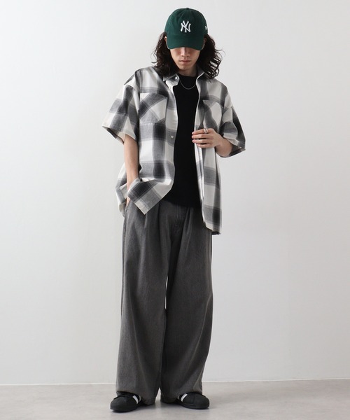 ブラウス シャツ 「UNISEX」SLOW ACID／オンブレチェックシャツ レディース メンズ SLOWACID ブラウス シャツ 「UNISEX」SLOW ACID／オンブレ