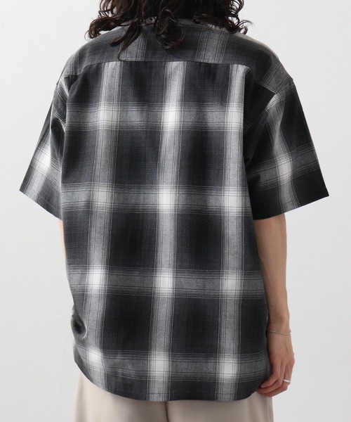 SUGGESTION シャツ 接触冷感 H/S オンブレチェックシャツ メンズ