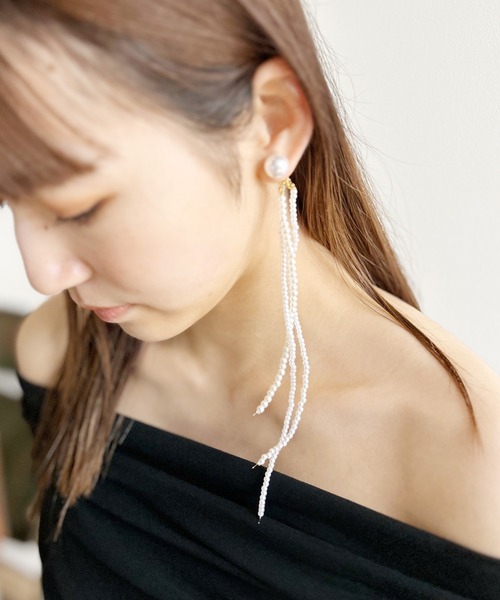 Kotoe ピアス 片耳 パールロングピアス レディース : ZOZOTOWN