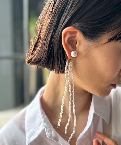 Kotoe ピアス 片耳 パールロングピアス レディース : ZOZOTOWN