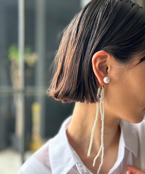 エレガントなパールロングピアス パール ロング ピアス