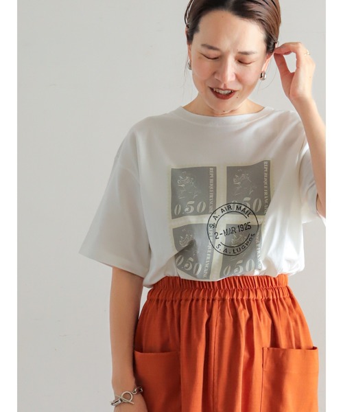 tシャツ エアメールスタンプPT　半袖TEE レディース