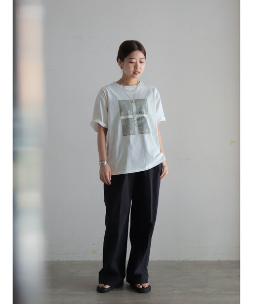 tシャツ エアメールスタンプPT　半袖TEE レディース FIL DE FER tシャツ エアメールスタンプPT 半袖TEE レディース