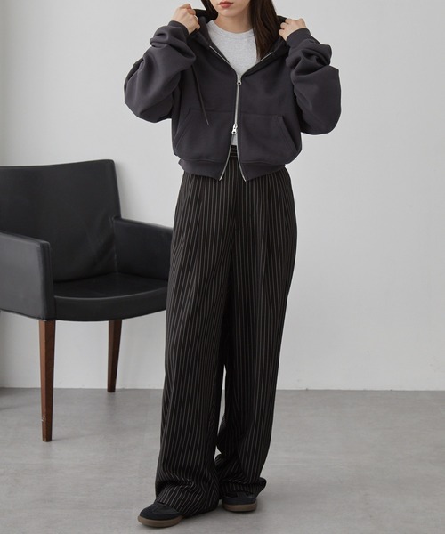 nui nullu パーカー 「nui nullu」ショートダブルジップパーカー