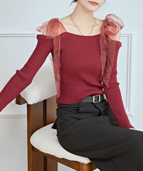 Lace Ladies（レースレディース） tシャツ シフォン リボン オフ