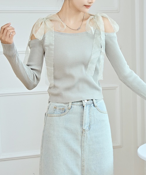 Lace Ladies（レースレディース） tシャツ シフォン リボン オフ