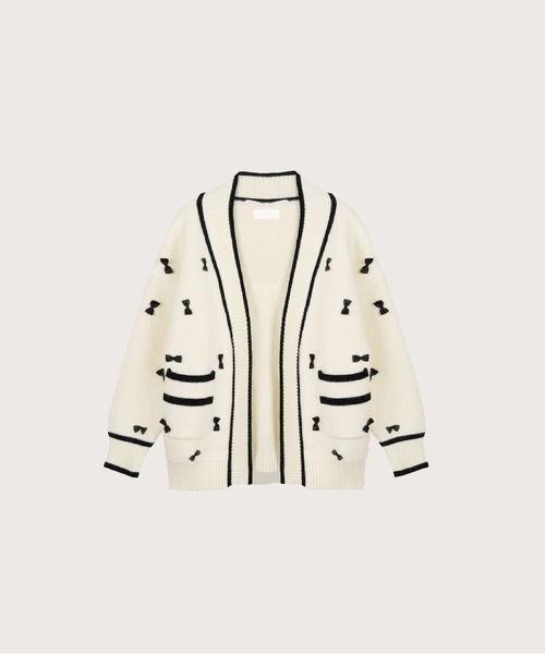 カーディガン Bicolor Ribbon Mix Knit Cardigan レディース