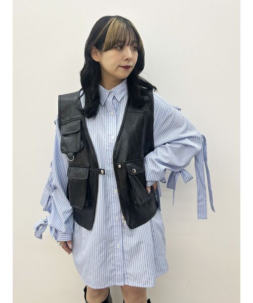jouetie（ジュエティ） ベスト ジレ フェイクレザーフィッシングベスト