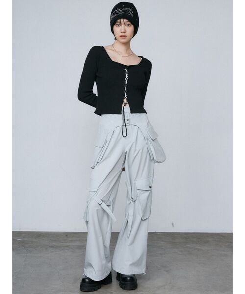 EMODA（エモダ） パンツ レイヤーベルトナイロンフレアパンツ