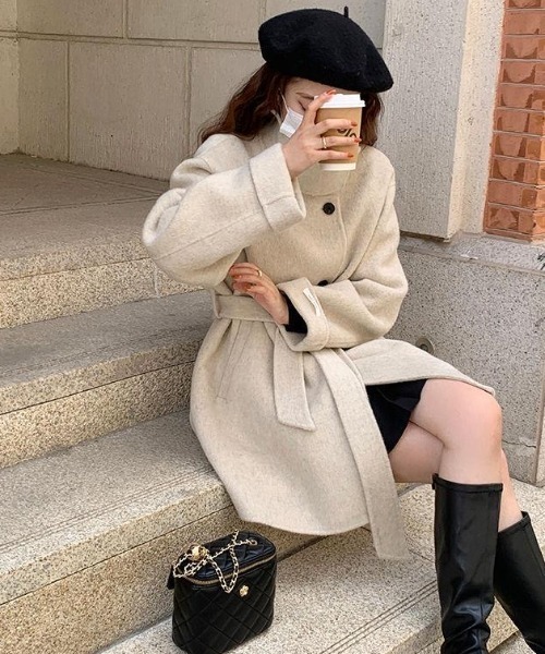 SHEENA ステンカラーコート コート フェイクウールスタンド