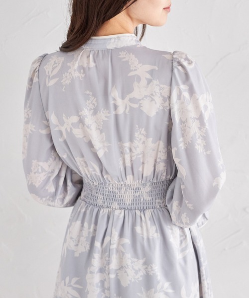 tocco closet ワンピース シルエットフラワープリントピンタック 