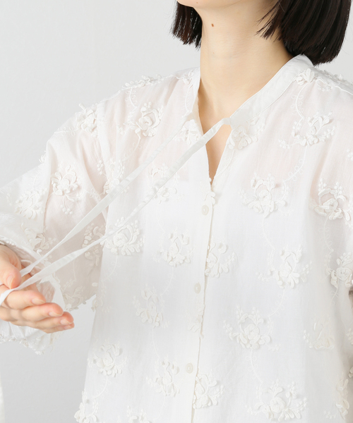 【crinkle】3D embroidery dot bolero ホワイト crinkle】3D embroidery dot bolero ホワイト