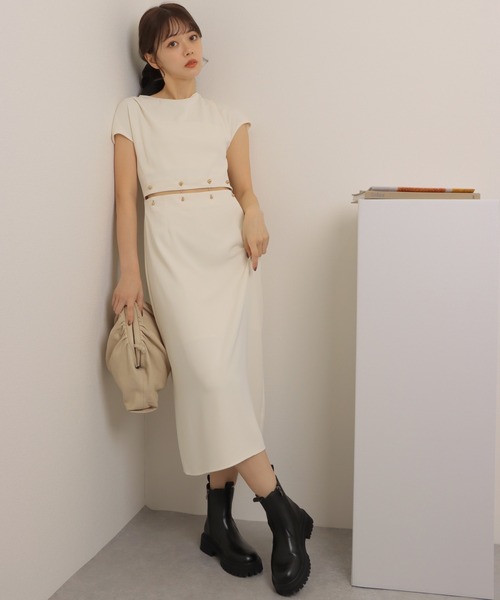 ワンピース separate french sleeve one piece /セパレート風 スタンド