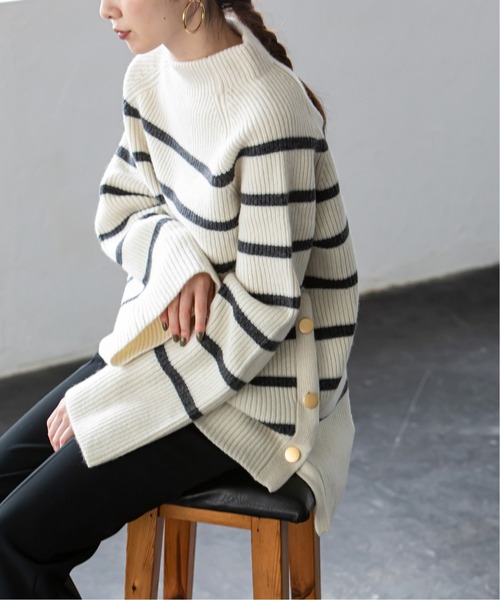 「NOBLE」 ドルマンスリーブニット FREE オフホワイト レディース_画像3