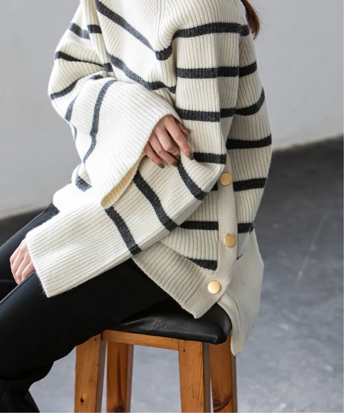 「NOBLE」 ドルマンスリーブニット FREE オフホワイト レディース_画像4