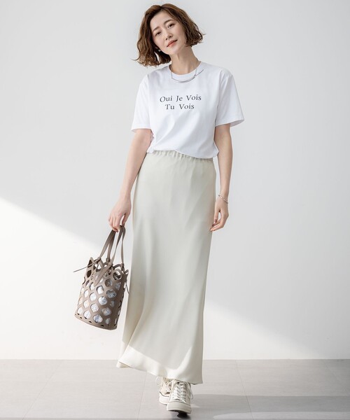 23区【新品タグ付き、洗える】カラーロゴ Tシャツホワイト系38 セール】【洗える】カラーロゴ Tシャツ（Tシャツ/カットソー