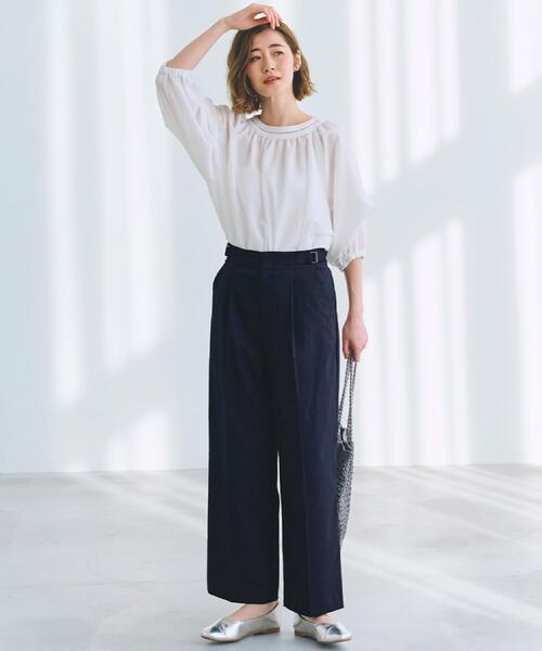 grove ブラウス シャツ 2WAYサッカースモックブラウス