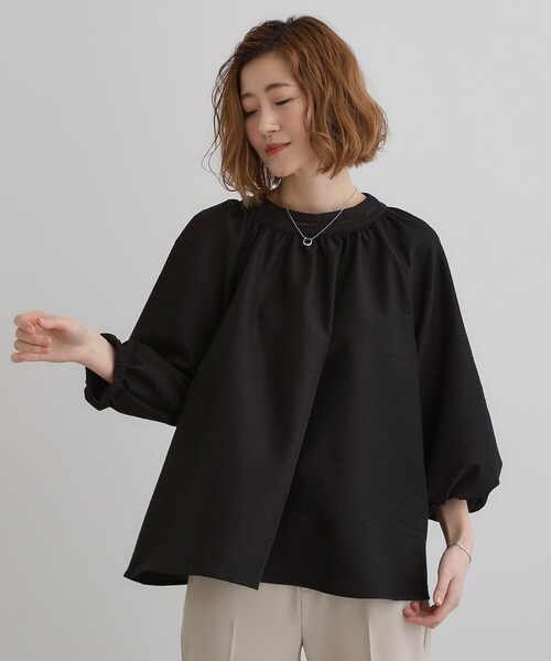 grove ブラウス シャツ 2WAYサッカースモックブラウス
