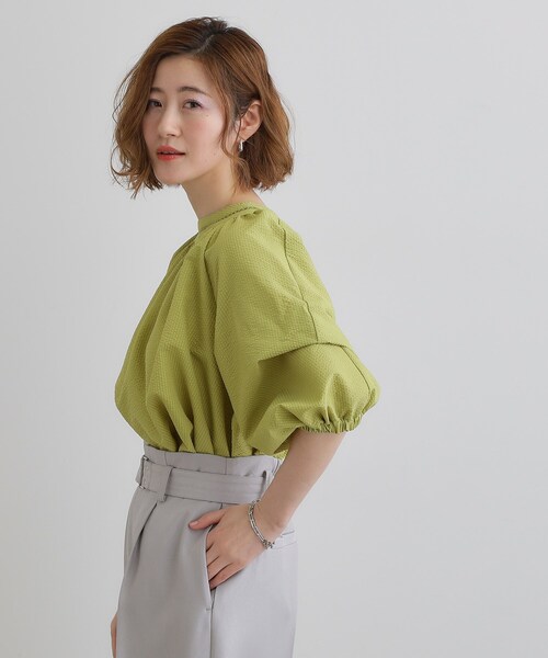 grove ブラウス シャツ 2WAYサッカースモックブラウス レディース