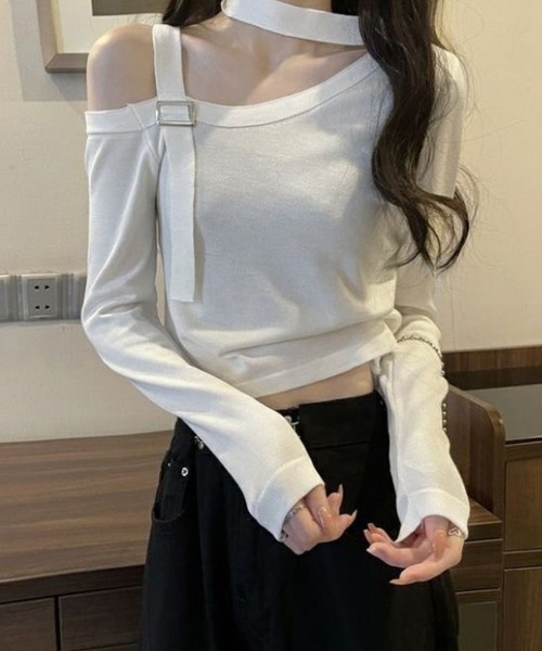 miniministore（ミニミニストア） tシャツ チョーカー風 無地 薄手 肩