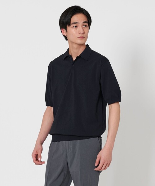 ニットポロシャツ UA COZY ーウォッシャブル・抗菌防臭ー NAVY UNITED ARROWS ポロシャツ ショートスリーブ ニットポロシャツ