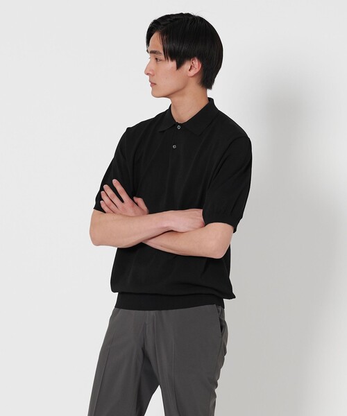[2枚] UNITED ARROWS Cozy ニットポロ ブラック L UNITED ARROWS（ユナイテッドアローズ）の「コットン