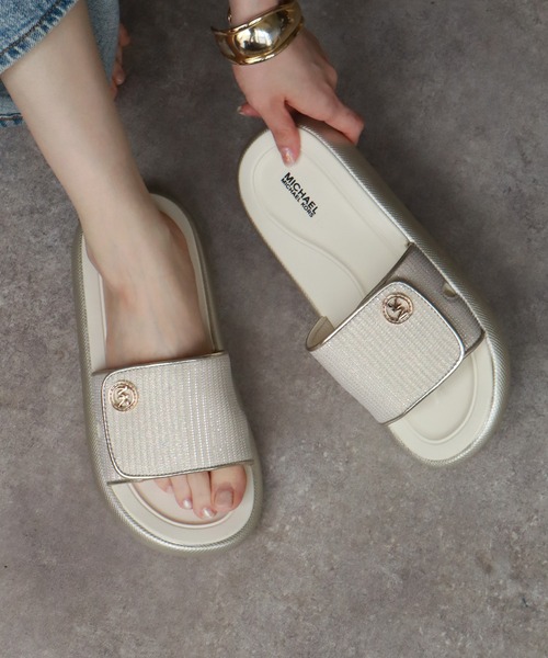 素足で履ける・即日発送 ★Michael Kors★ スライド サンダル MICHAEL KORS サンダル 「MICHAEL KORS/マイケルコース