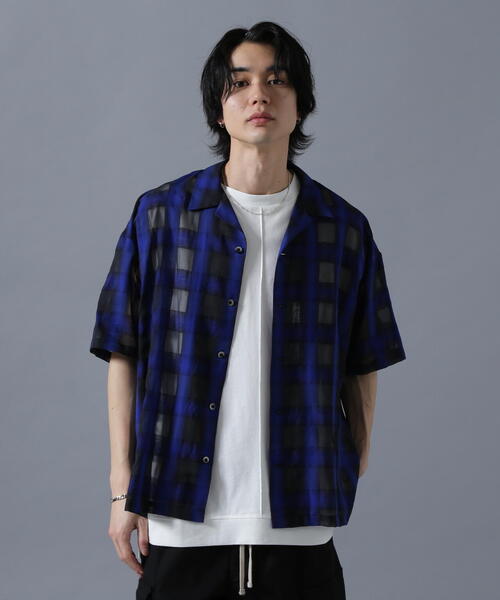 ブラウス シャツ DankeSchon/ダンケシェーン/SHEER CHECK JQ S/S SHIRTS レディース メンズ セール】DankeSchon/ダンケシェーン/SHEER CHECK JQ S/S SHIRTS