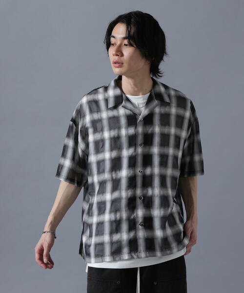 ブラウス シャツ DankeSchon/ダンケシェーン/SHEER CHECK JQ S/S SHIRTS レディース メンズ セール】DankeSchon/ダンケシェーン/SHEER CHECK JQ S/S SHIRTS