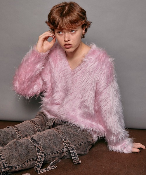 今期　メゾンスペシャル　ニット　ピンク MAISON SPECIAL（メゾンスペシャル） Vネックニット FREE ピンク