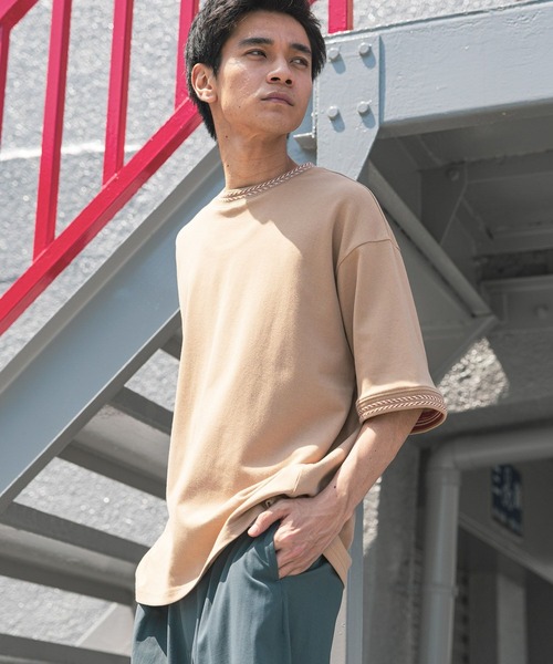 niko and… tシャツ ジャカードリブプルオーバー メンズ
