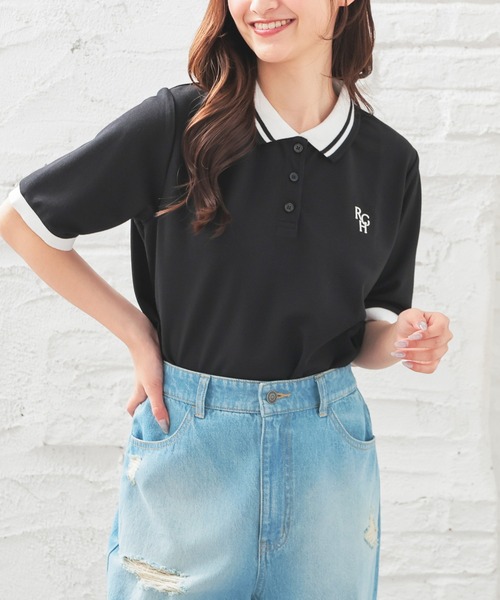 【きいこ】KINGSLAND ポロシャツ　レディース2点セット Honeys ポロシャツ ポロ ショート丈衿付ポロシャツトップス