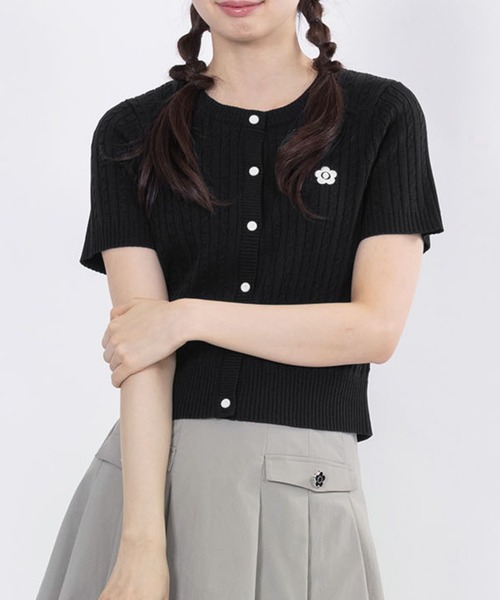 カーディガン マリークワント mary quant デイジーワンポイント半袖ケーブル カーディガン レディース