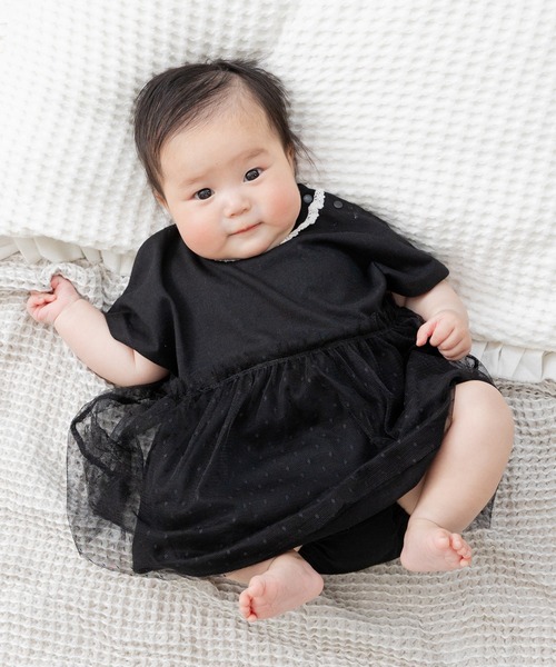 ECLINのチュール切り替えロンパース chil2 ベビー服 ロンパース チュール切り替えロンパース