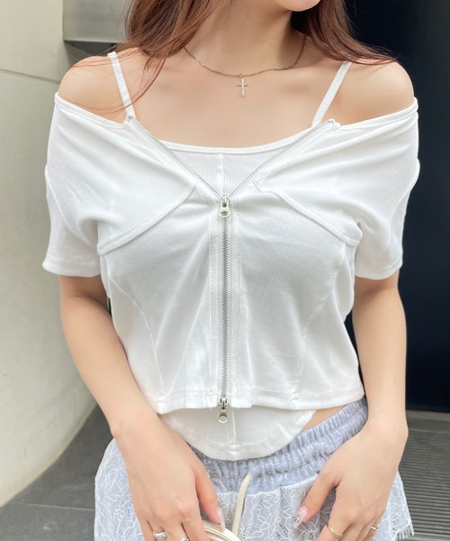 アンサンブル キャミソール＆フロントジップTシャツセット