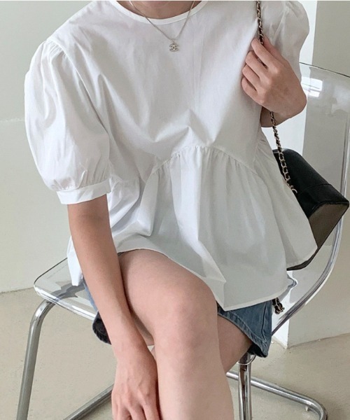 【新品】FOR FORMO ギャザーフレアTシャツ　白 tシャツ ギャザーフレアブラウス レディース : ZOZOTOWN Yahoo